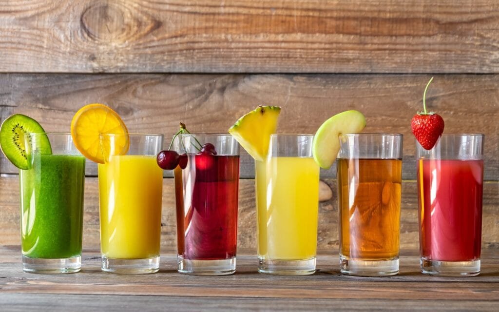 Assortment of fruit juices