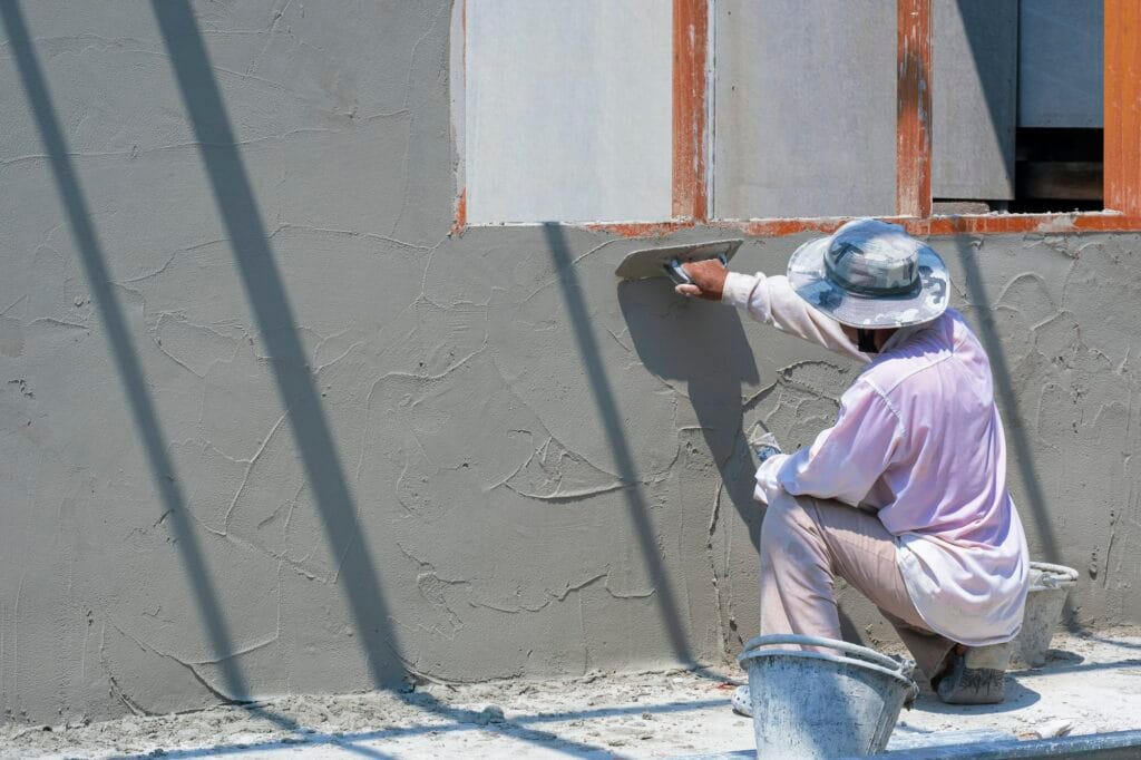 Cement plaster construction site